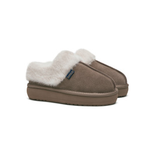CLOUDY FLATFORM FUR MULES - COCOA